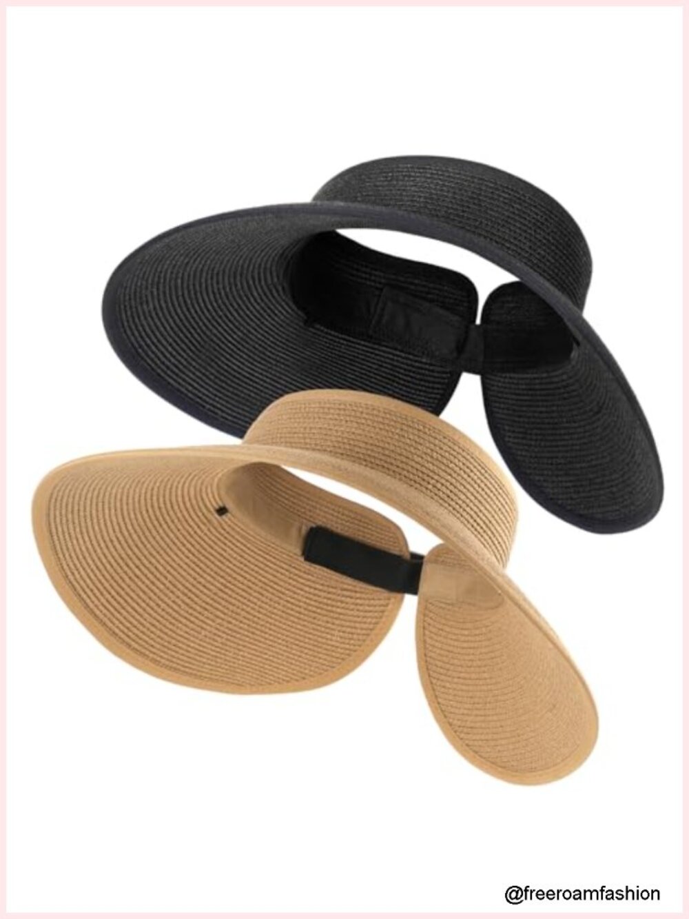 Wide Brim Ponytail Straw Visor Sun Hat Foldable Beach